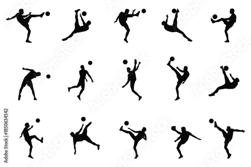 Teqball player silhouette set