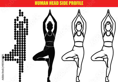 Yoga Woman Tree Pose Side Profile