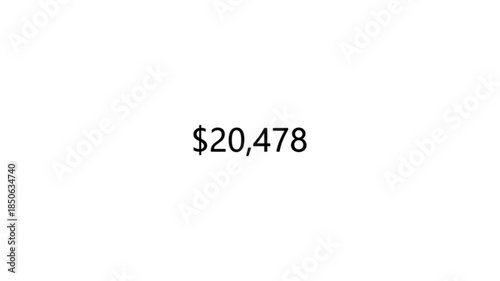 Abstract dollars counter from 0-40,000$ profit income on white background. Animation business and Finance footage concept. Rich decorated dollar counter, Count-up US dollar animation.