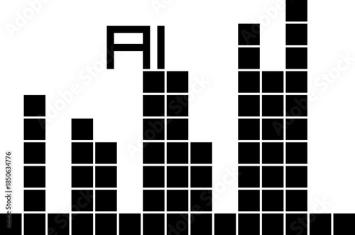 AI era ai text label on construction buildings blocks minimal concept depiction vector