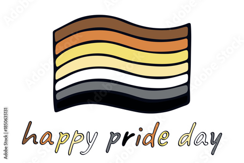Colorful Bear brotherhood pride flag Happy pride day LGBTQ community Pride Month Vector hand drawn doodle for posters, stickers, logo, cards