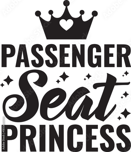 Passenger seat princess with crown and heart design, perfect for car enthusiasts