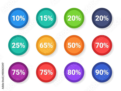 Percentage Symbols Collection of Colorful Discount Icons