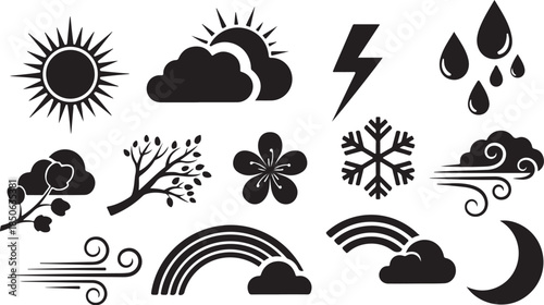 Weather icons set for forecasting and climate design