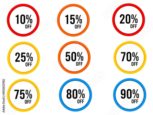 Discount Tags Up to 90% Off Sale Promotion - Price Reduction Stickers