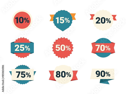 Discount Percentage Stickers Sale, Promotion, and Special Offers