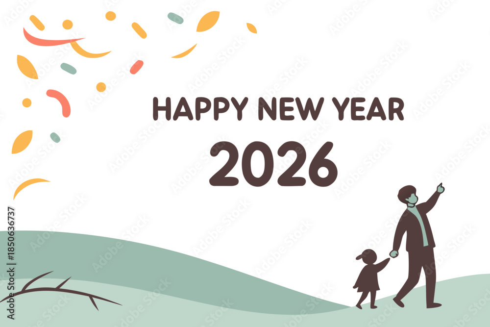 Obraz premium Happy New Year 2026 Minimal Horizon Landscape Banner 