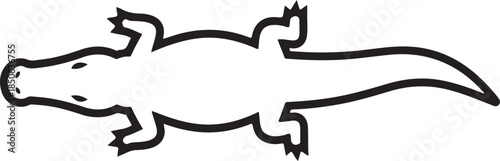 Crocodile Bold Line Silhouette Icon Isolated on White Background