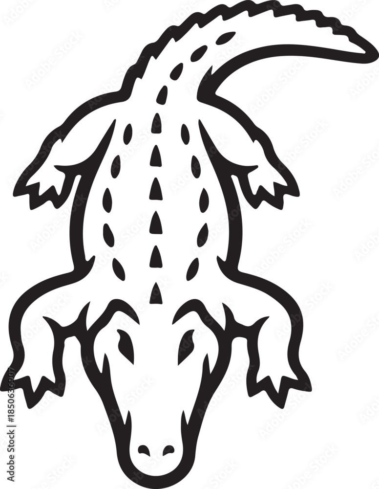 Fototapeta premium Crocodile Bold Line Silhouette Icon Isolated on White Background