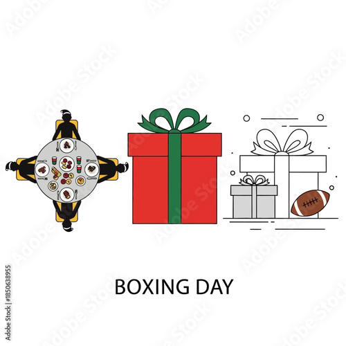 Boxing Day Celebration with Gifts and Festive Gathering.