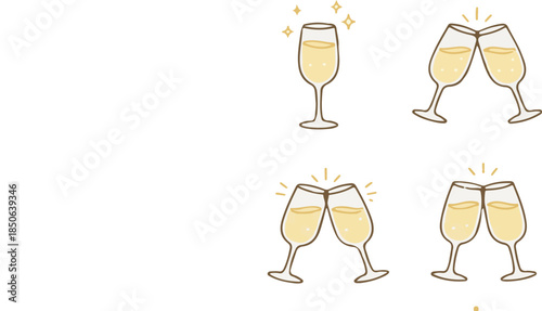 Celebratory Clinking Champagne Glasses with Sparkling Effervescence and Festive Sparkles for Special Occasions