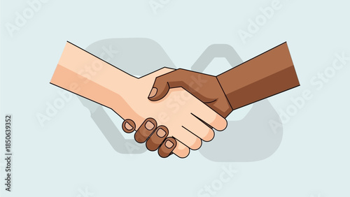 Diverse Hands Shaking in Unity and Solidarity Gesture