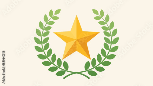 Award Winning Illustration of a Golden Star Surrounded by Laurel Wreath
