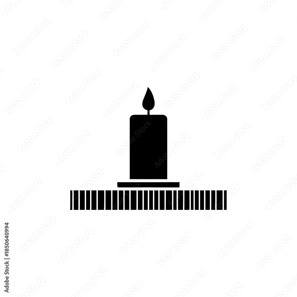 Obraz premium Candle on minimal patterned base silhouette vector illustration