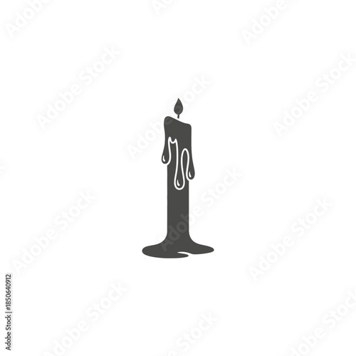 Candle with dripping wax silhouette vector illustration