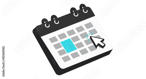 online calendar booking icon with cursor selecting date on digital planner interface concept for appointment scheduling and event reminder apps