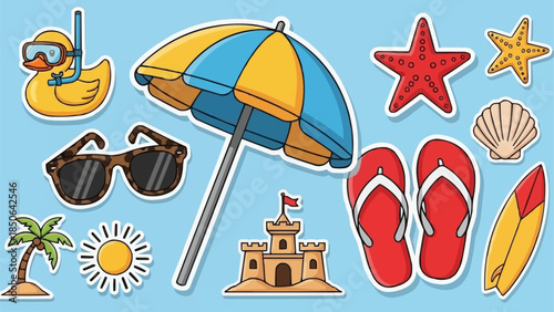 Summer Beach Vacation Objects Collection.
