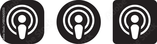 Apple Podcast App Icon in Gradient Purple. Flat logo options for audio streaming, mobile interface, and media branding design. digital editorial social media icon vector. A collection of podcast icons