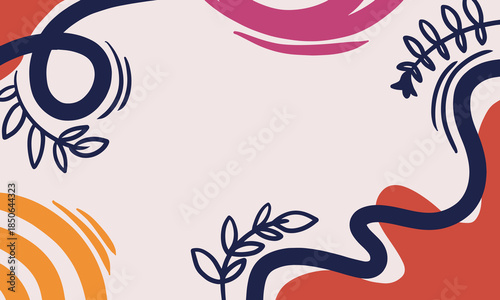 Trendy Abstract background with Shapes and floral element in Neutral Tones. Modern geometric vector for create stationary, Wrappers, posters, blogs, cover.