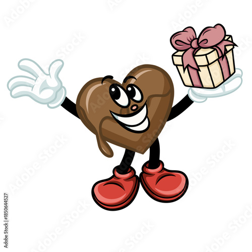Chocolate Cartoon Character with gift box 