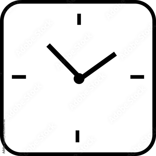 Clock icon with analog wall clocks and stopwatch timer symbols in black line and outline style, time measurement watch pictogram pack for schedule alarm countdown UI design