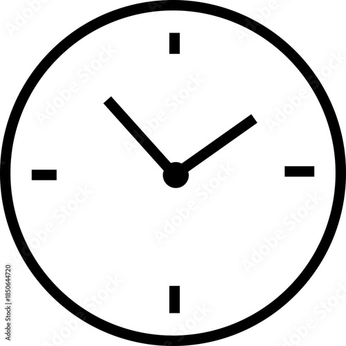 Clock icon with analog wall clocks and stopwatch timer symbols in black line and outline style, time measurement watch pictogram pack for schedule alarm countdown UI design