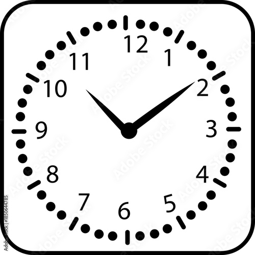 Clock icon with analog wall clocks and stopwatch timer symbols in black line and outline style, time measurement watch pictogram pack for schedule alarm countdown UI design