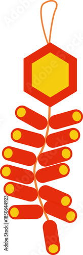 Traditional Chinese firecracker illustration symbolizing celebration and warding off bad luck during Lunar New Year. Clean flat vector style ideal for festive posters, banners, and cultural designs.