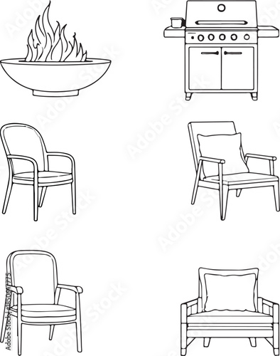 set of kitchen furniture icons