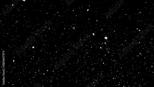 Snow Falling Black Screen. Snowfall Particle Animation 4k. Snowing Overlay Chroma Key Black Screen Alpha Channel Background. Winter Snow Fall, Looping Snowfall Particles Overlay, Isolated Snow Falling