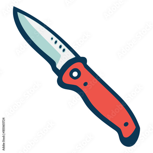 knife cut cooking survival tool food flat color vector illustration template design