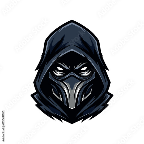 An av-10 illustration of a menacing character wearing a plague doctor mask and hood.