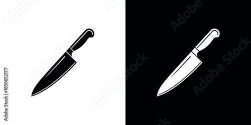 A contrasting image depicting a kitchen knife in positive and negative space