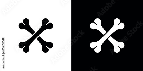 A stark contrast black skull and crossbones on white and white on black