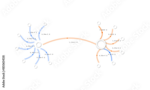 Blockchain transaction vector visualization showing crypto transfer between network nodes. Digital finance concept for web3 and defi representing secure peer to peer payments, smart contract data