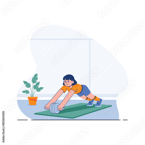 Take your hands on this amazing flat illustration of ab roller in modern style