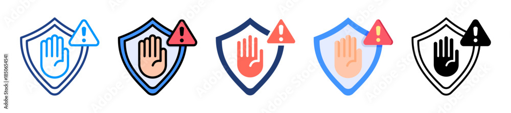 Fototapeta premium Risk Prevention Icon Sheet Multiple Style Collection 