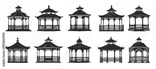 gazebo silhouette clipart bundle