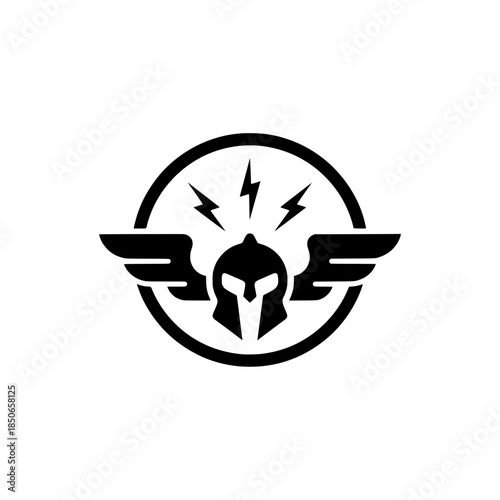 Spartan Warrior Helmet with Wings and Lightning Logo