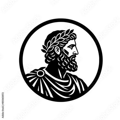 Ancient Greek God Profile Icon Silhouette