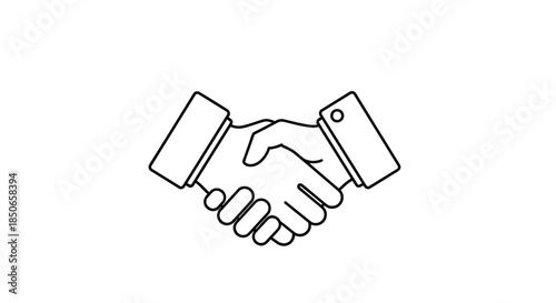Universal icon of two hands in a firm handshake representing partnership, agreement, business deal, or a friendly greeting.