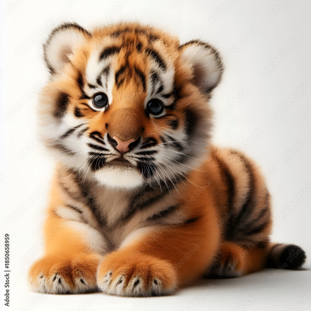 Obraz premium cute tiger 3d isolated on white background 