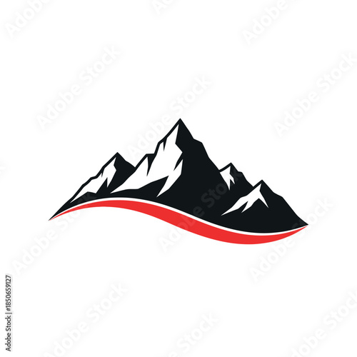 Illustration of majestic mountains with red wave aw-3