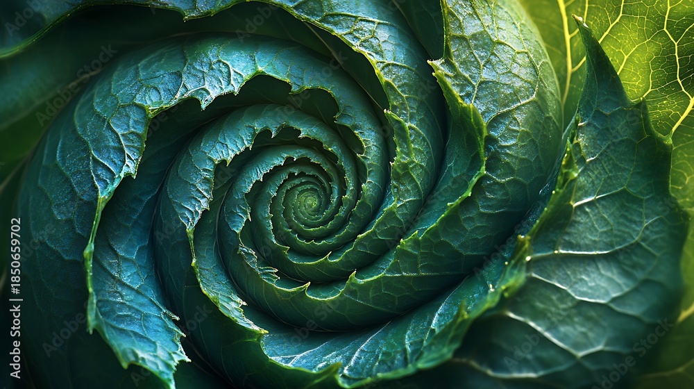 Obraz premium Spiral of green leaves