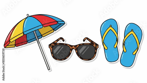 Beach accessories for a sunny day at the seaside.
