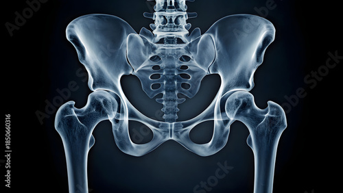 Xray image of a human pelvis and hip bone anatomical view