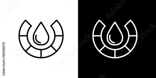 Abstract Horseshoe With Water Drop Icon Vector Illustration For Equine And Wellness Brands