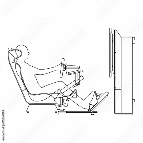 Racing Simulator Chair with Pedals and Steering.