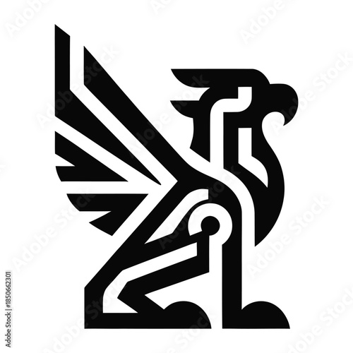 Simple Griffin Logo With Aztec Style