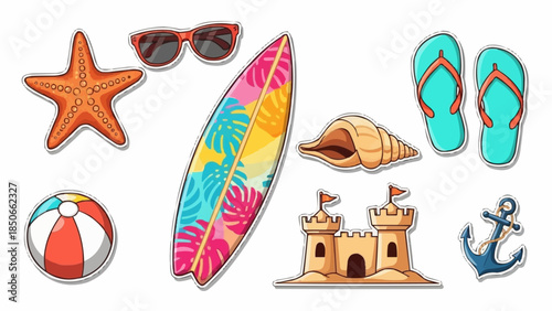 Summer Beach Vacation Essentials Collection.